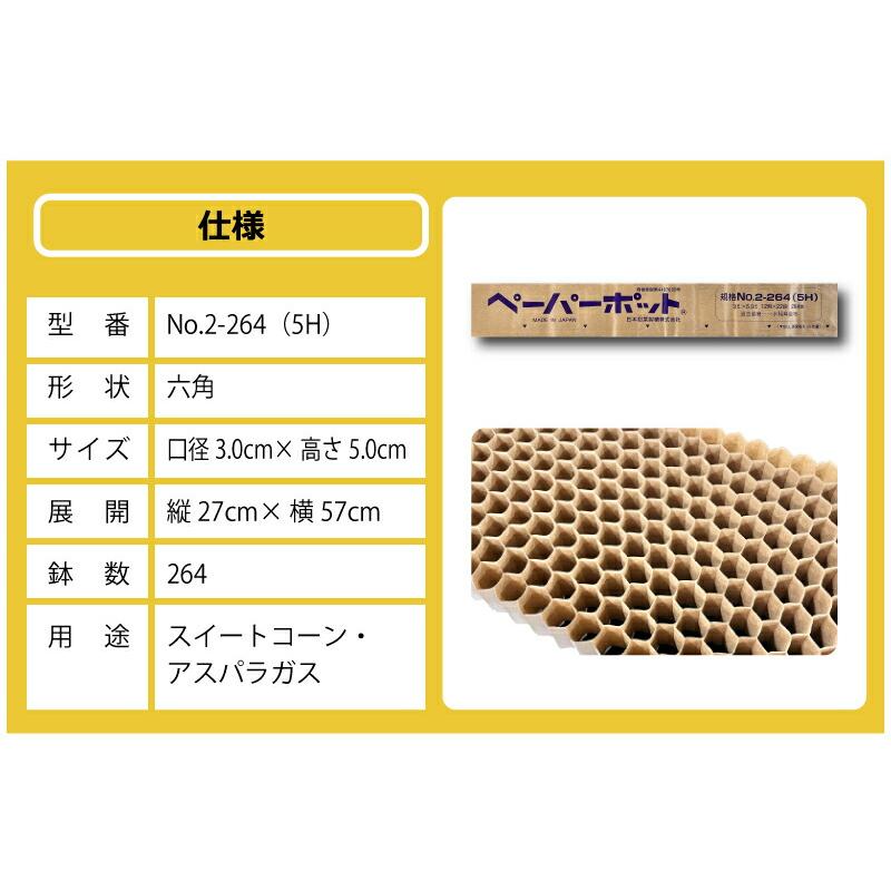 ペーパーポット No.2-264 (5H) 105冊 (個) 264鉢 生分解性 紙筒 播種 種まき 育苗 苗 スイートコーン アスパラガス ニッテン タS 個人宅配送不可 代引不可 |  | 16