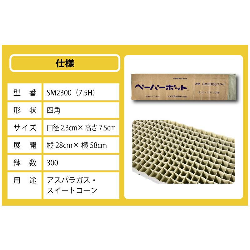ペーパーポット SM2300 (7.5H) 120冊 (個) 300鉢 紙筒 播種 種まき 育苗 苗 アスパラガス スイートコーン ニッテン タS DZ |  | 15