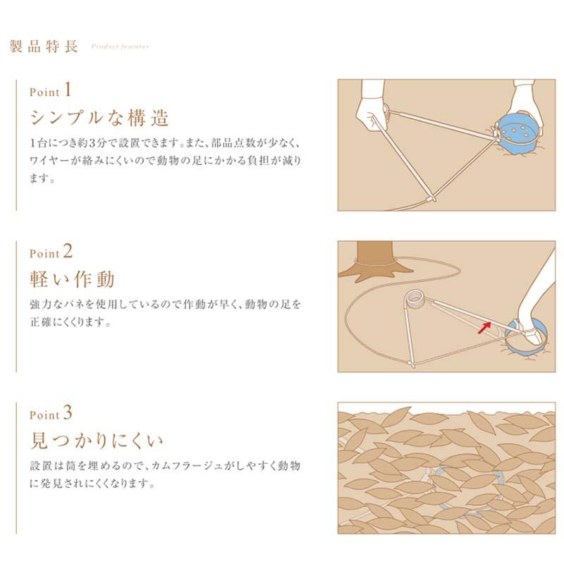 6セット F type No.608 IS-8 筒径200mm ワイヤー径5mm イノシシ 猪 シカ 鹿 足くくり罠 捕獲器 退治 撃退 害獣駆除 日本製 栄工業 T野D |  | 03