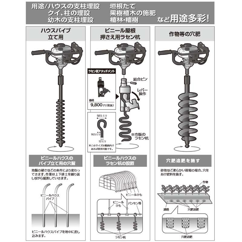 ドリルのみ 直径80×750 AG950E用 穴掘機 オーガー カーツ カ施 代引不可｜plusys｜03