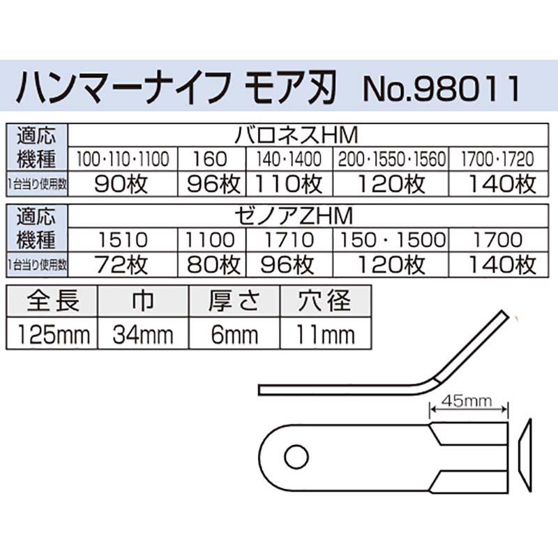 替刃のみ ハンマーナイフ モア刃 98011 バロネス HMC1560 HMB1100 ゼノア ZHM1550 ZHM1520 ZHM1510 ZHM1500 アW H |  | 01