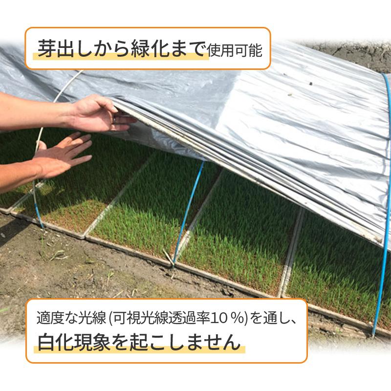 ハイホワイトシルバー 2.7×100m 育苗用シート 水稲用 苗焼け防止 高反射 保温 地温抑制 夜間 保水性 ハウス プール育苗 被覆資材 岩谷マテリアル タS DZ |  | 03