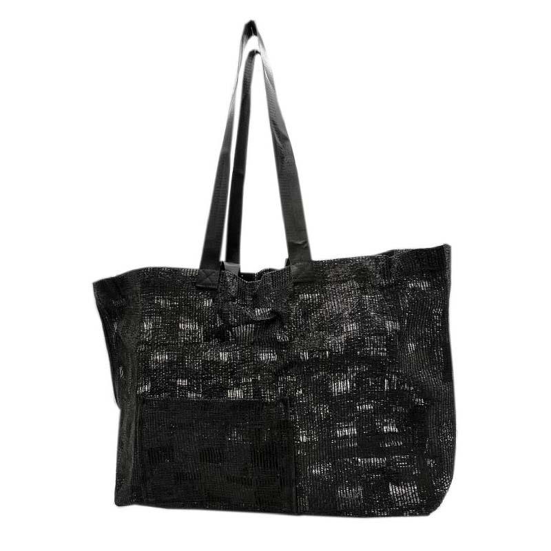 メッシュキャリーバッグ Mサイズ ブラック 45cm×35cm 約44L KR37 日本ワイドクロス エコバック レジャーバック タS 代引不可 | 