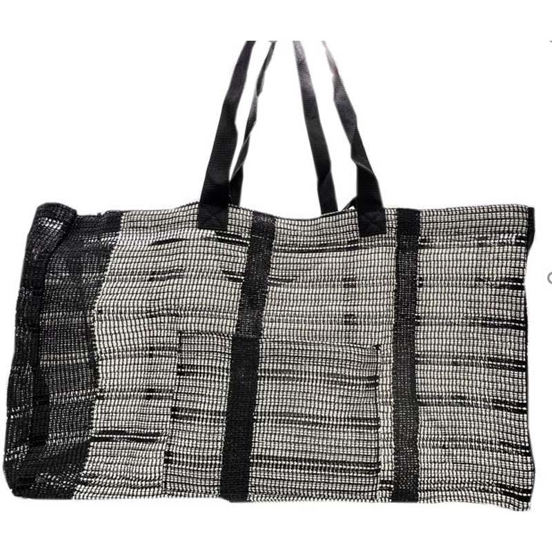メッシュキャリーバッグ Lサイズ ホワイトストライプ 53cm×35cm 約66L SD1 日本ワイドクロス エコバック レジャーバック タS 代引不可 | 