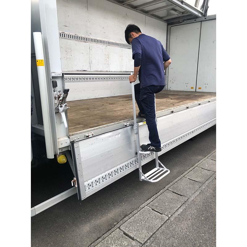 アルミ製 トラック用 荷台はしご ワイドPRO 手すり付き 約80〜144cm×約45cm トラック アルミ 荷台 はしご ステップ ステッパー 簡単設置 シンセイ 代引不可 | SHINSEI | 03