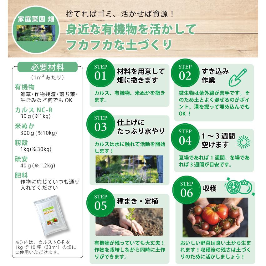 土壌改良資材 カルス NC-R 1kg リサール酵産 発根促進 肥料 微生物 有機物 堆肥 土づくり 土壌 改良 連作障害 野菜 花 植物 自然薯 畑 福S 代引不可 産直 |  | 05