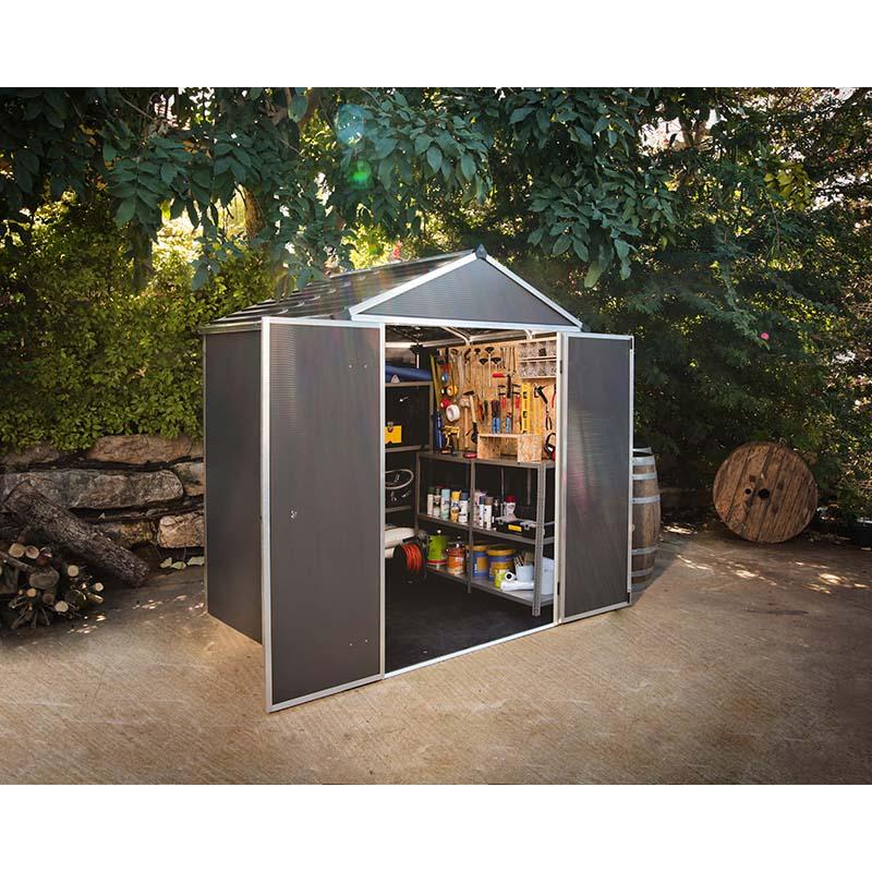 ルビコン 8×8 ダークグレー 横幅229×奥行229cm 物置 収納庫 屋外 おしゃれ 大型物置 ポリカーボネート ストレージ サイクルポート DIY カノピア Wセ 代引不可 |  | 03