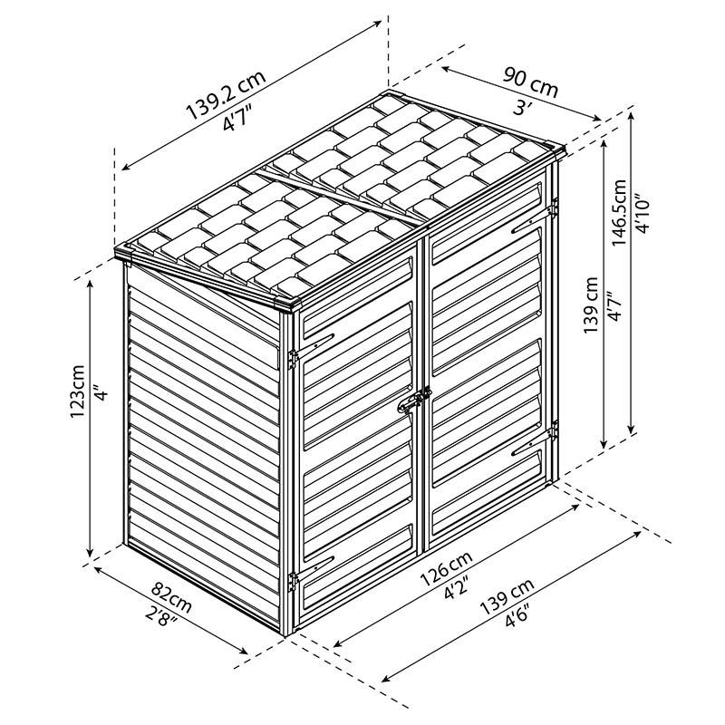 ボイジャー グレー 横幅142×奥行90cm 物置 収納庫 屋外 おしゃれ 大型物置 ポリカーボネート ストレージ サイクルポート DIY カノピア Wセ 代引不可 |  | 01