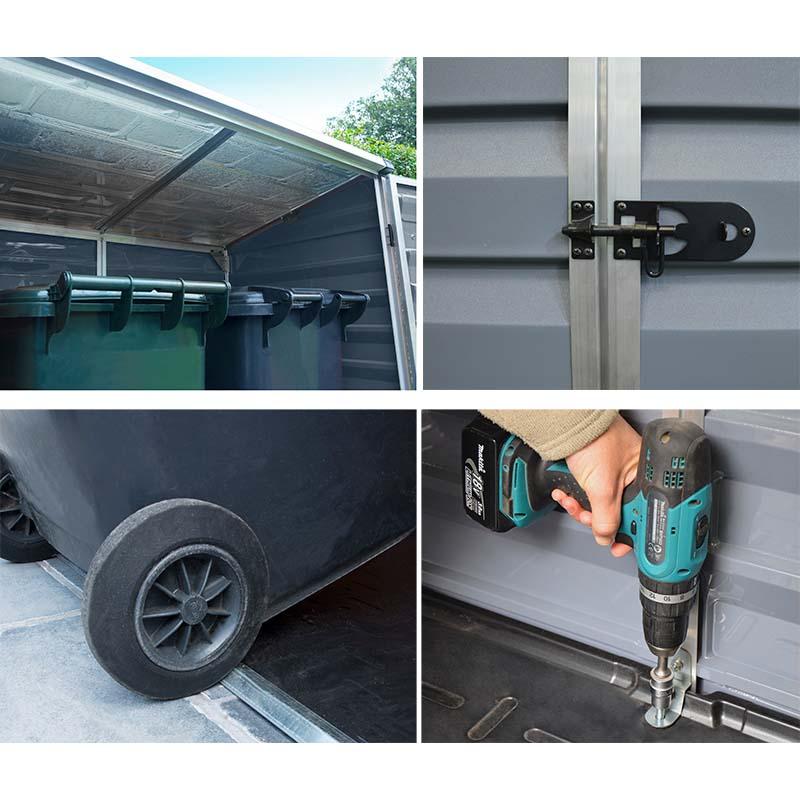 ボイジャー グレー 横幅142×奥行90cm 物置 収納庫 屋外 おしゃれ 大型物置 ポリカーボネート ストレージ サイクルポート DIY カノピア Wセ 代引不可 |  | 03