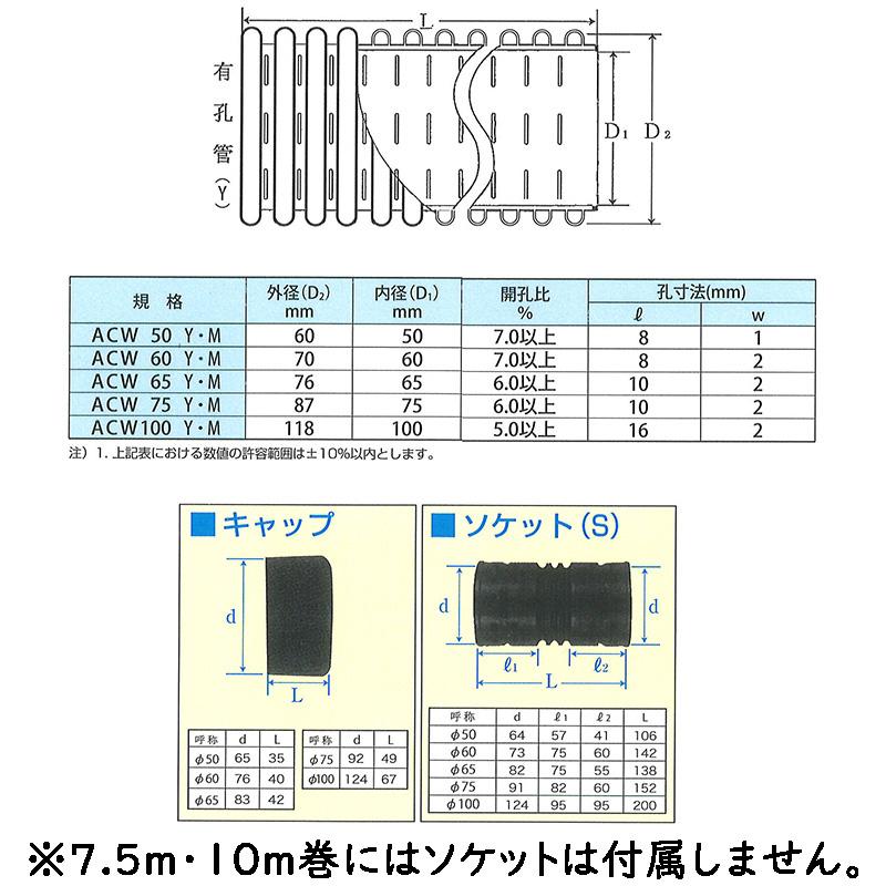 暗渠パイプ 直径60mm 10m 有孔 キャップ付 PE暗渠排水管 穴あき二重壁 水はけ 水たまり解消 T産 代引不可 |  | 02