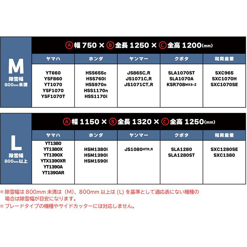 ファスナー付き 除雪機専用カバー Mサイズ ブラック 幅800mm未満用 インフィモ 除雪機カバー 黒 O.S.S. 大阪繊維資材 DZ |  | 04