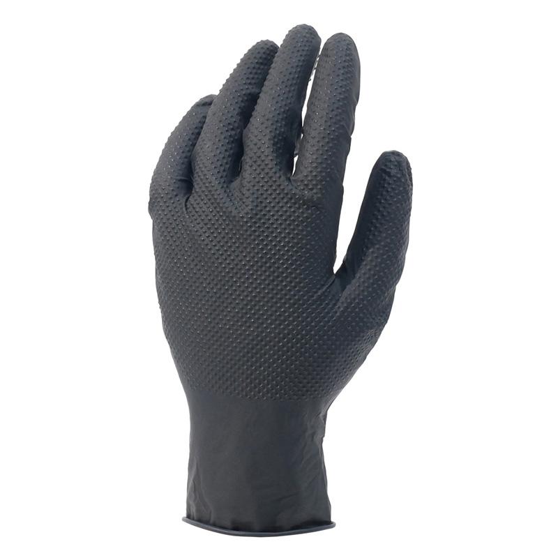 ニトリル手袋 50枚入 FT-382110 ブラック 厚手 エンボス付 ディスポーザー手袋 黒 ニトリルゴム パウダーフリー 防水 耐油 使い捨て カヴァーワーク D |  | 03