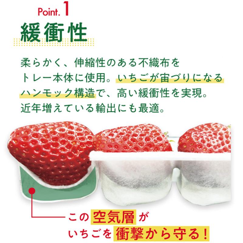 300枚 いちごハンモックトレー 133×200mm 本体 穴数選択 コバヤシ イチゴトレー 苺 パック いちご 不織布 通気性抜群 贈答用 輸出用 緩衝 日A 代引不可 |  | 02