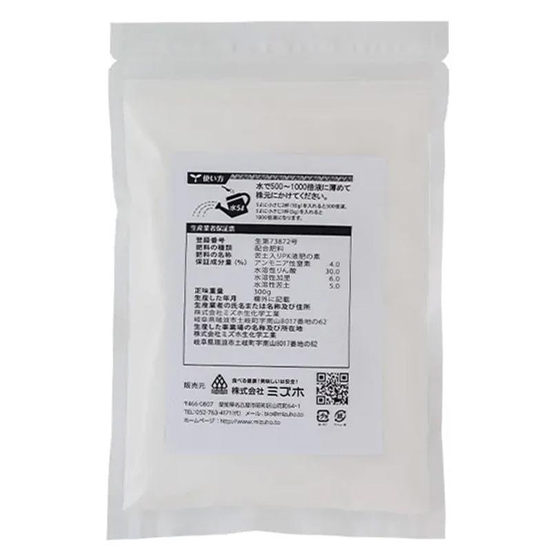 MリンPK 液肥の素 粉 300g ミズホ 液肥用リン酸肥料 肥料 チッ素4％ 水溶性リン酸30％ 水溶性カリ6％ 水溶性マグネシウム5％ 農業 農業用品 Vデ 代引不可 産直 |  | 01