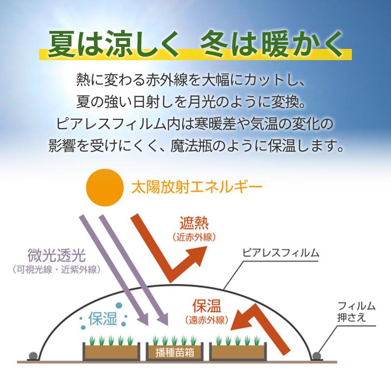 特注 3.35×40m 内張 TS 太陽 光反射 シート ピアレスフィルム 水稲 葉菜 果菜 育苗 べた掛け 潅水作業 省力化 断熱 遮光 保温 防湿性 カ施 代引不可 |  | 03