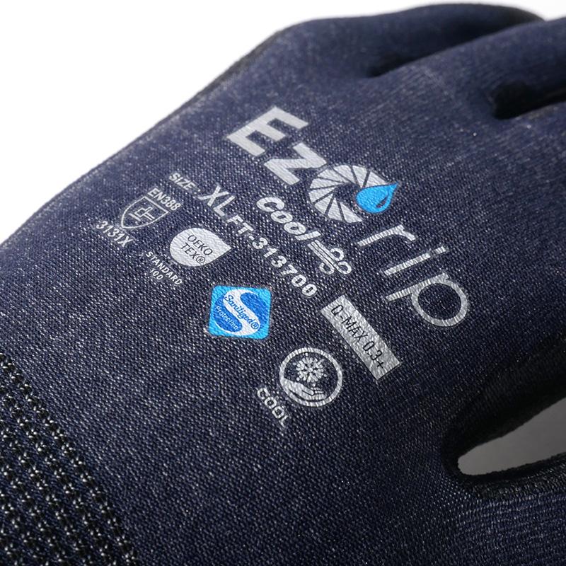 EzGrip COOL サニタイズ加工 FT-313700 カヴァーワーク 背抜き 抗菌抑臭 作業手袋 油作業 冷感グローブ 万能手袋 アウトドア スポーツ D |  | 03