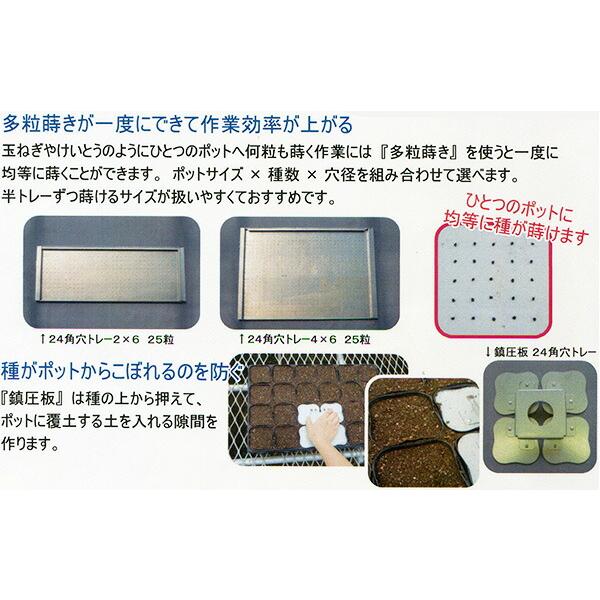 播種器 多粒蒔き 20角穴トレー 2×5 16粒 鎮圧板付 直径3.2mm メグリーン タSD |  | 01