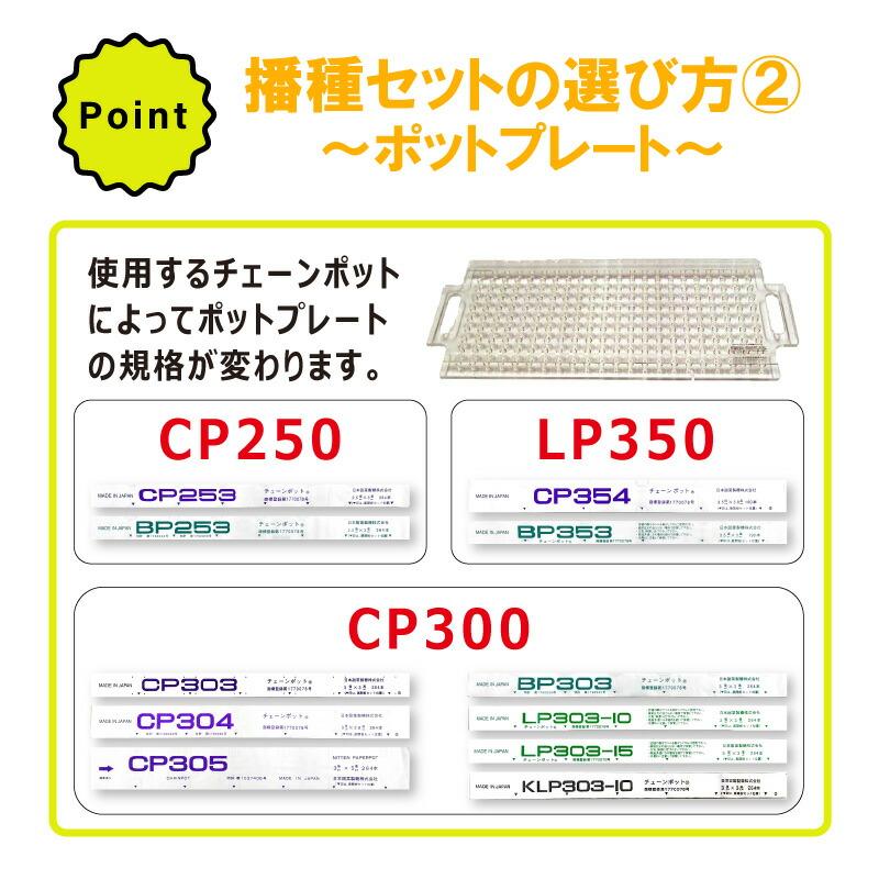 播種5点セット CP300 2 3粒LL-大 チェーンポット用 展開串 土詰ブラシ