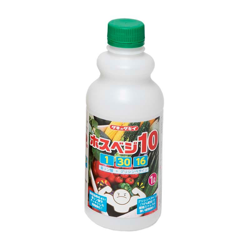 10個 ホスベジ10 1-30-16 1L タキイ種苗 亜リン酸 + グリシンベタイン 葉を強く 根を元気に 花の充実 液肥 肥料 代引不可 | 
