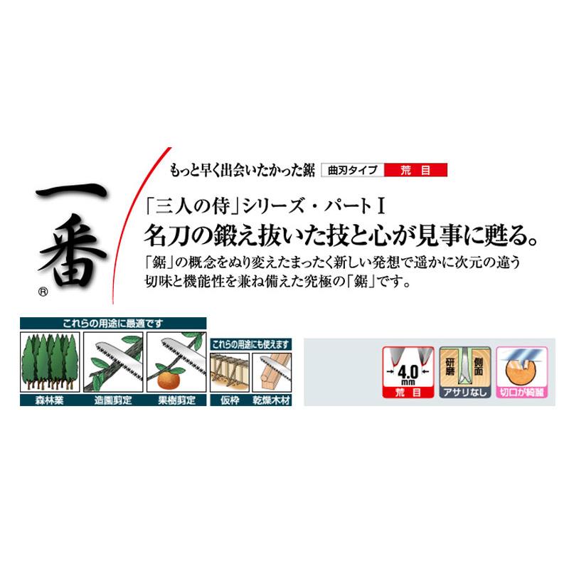 SAMURAI (サムライ) 鋸 一番シリーズ GC-180-LH 曲刃タイプ 荒目 刃長 180mm ピッチ 4.0mm ノコギリ のこぎり 剪定 三冨D |  | 01