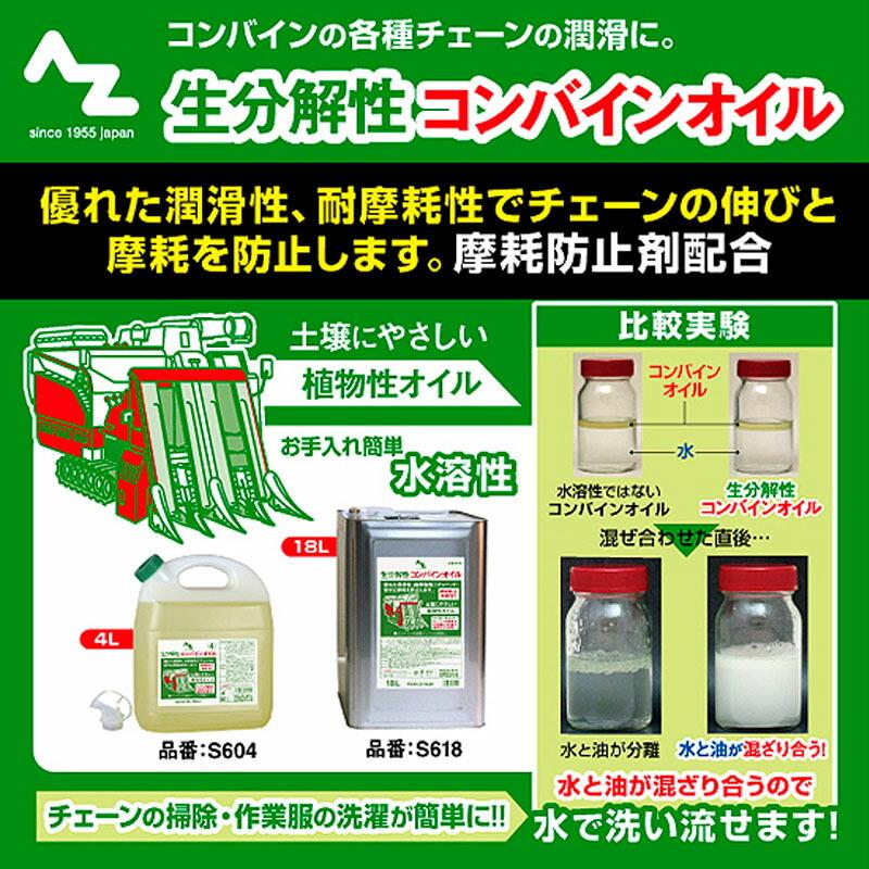 生分解性コンバインオイル 4L S604 コンバインチェンオイル AZ カSD