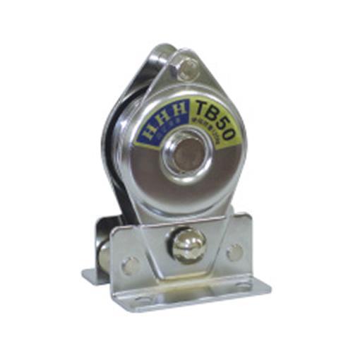固定滑車たて型分離式(ロープの着脱が簡単) 鉄 軸受メタル TM50 車径50mm スリーエッチ HHH 代引不可 | 