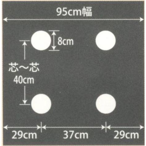 MARSOL かんたん マルチ 黒 0.03mm×95cm×10m 2列 穴径80mm 金TD |  | 01