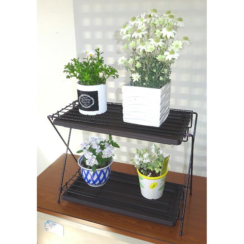 トレー付きフラワースタンドミニ 二段型 No.580 グリーンガーデン 簡易組立式 観葉植物 鉢台 花台 雑貨 インテリア 棚 小KD |  | 01