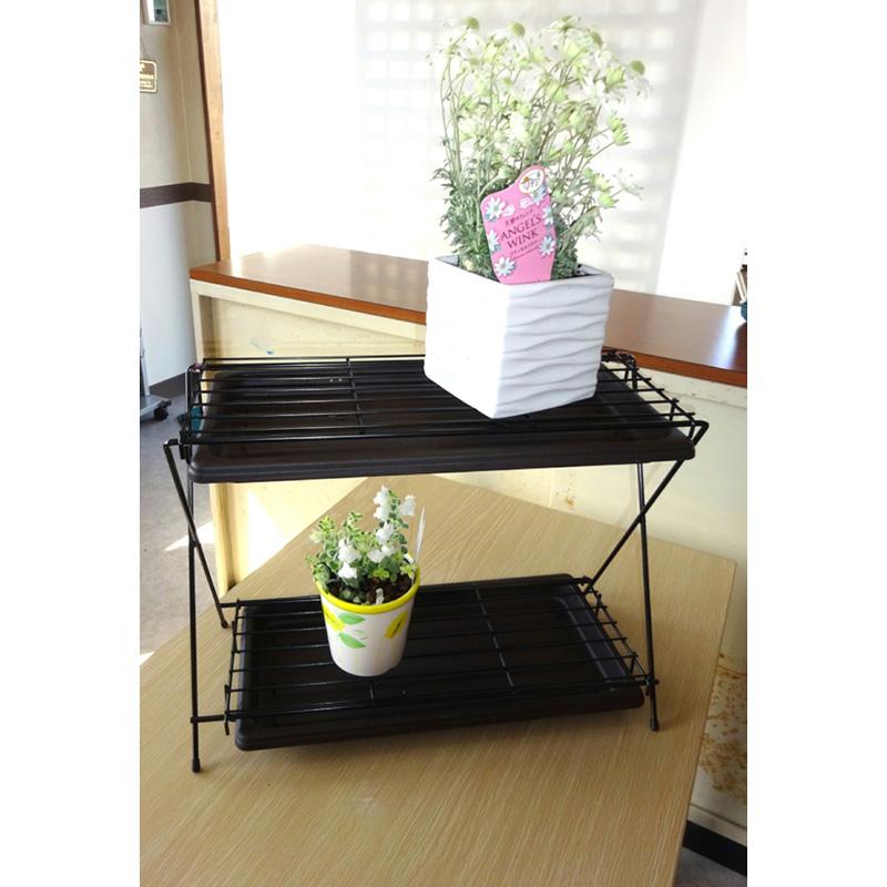 トレー付きフラワースタンドミニ 二段型 No.580 グリーンガーデン 簡易組立式 観葉植物 鉢台 花台 雑貨 インテリア 棚 小KD |  | 02