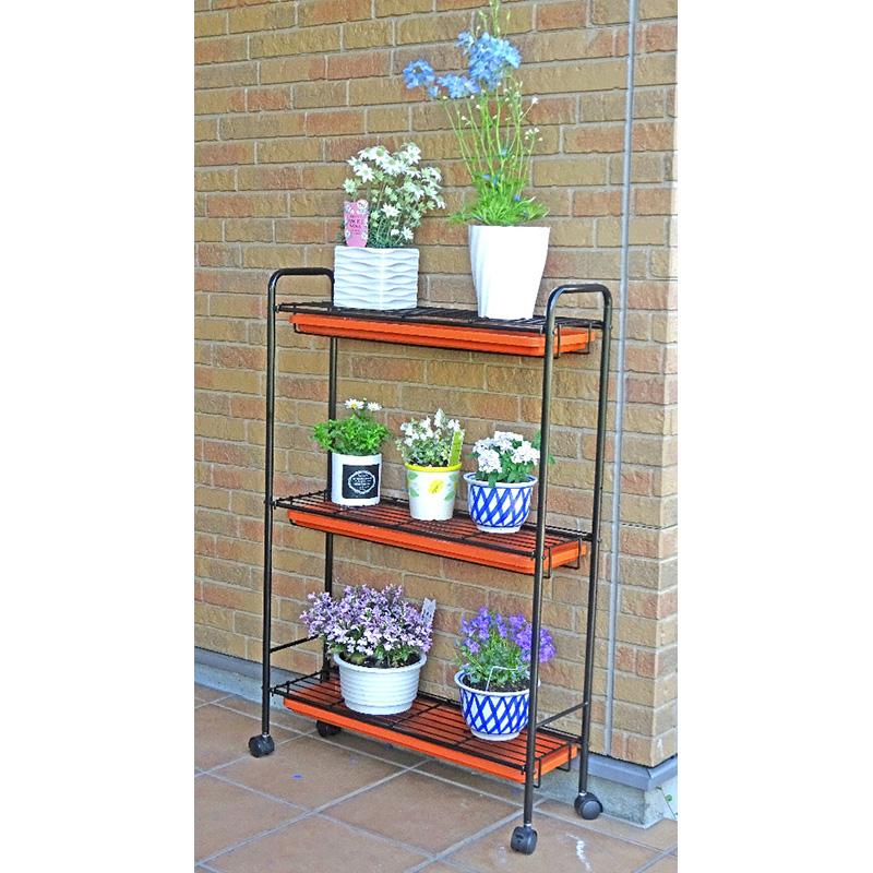 トレー付きフラワースタンド 三段型 No.581 グリーンガーデン 組立式 観葉植物 鉢台 花台 雑貨 インテリア 棚 小KD |  | 01