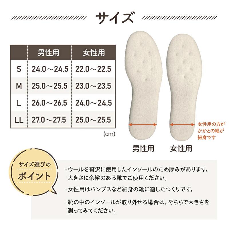 ウールインソール No.106 木原産業 メンズ レディース 大人 クレハロン 中敷き S~LL 暖かい 冷え対策 天然羊毛100％ 防寒 消臭 ムレ ニオイ対策 衝撃吸収 三カD |  | 13