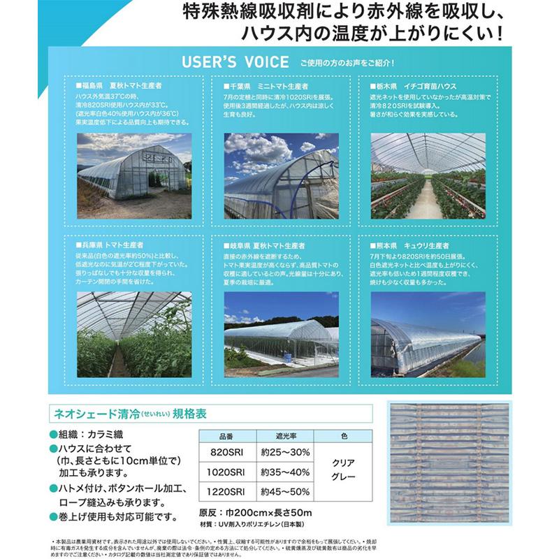 遮光ネット ダイオネオシェード 清冷 せいれい 2m×50m 遮光率45〜50％ 1220SRI クリアグレー 遮熱 イノベックス サT 個人宅配送不可 代引不可 |  | 02
