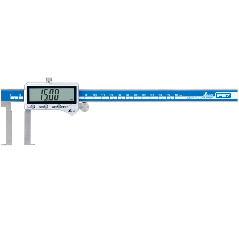 デジタルノギス インサイド測定 200mm 防水 防塵 19834 287×82×20mm 189g 内溝 外側測定 文字高13mm デジタル ノギス シンワ測定 シンワ H | 