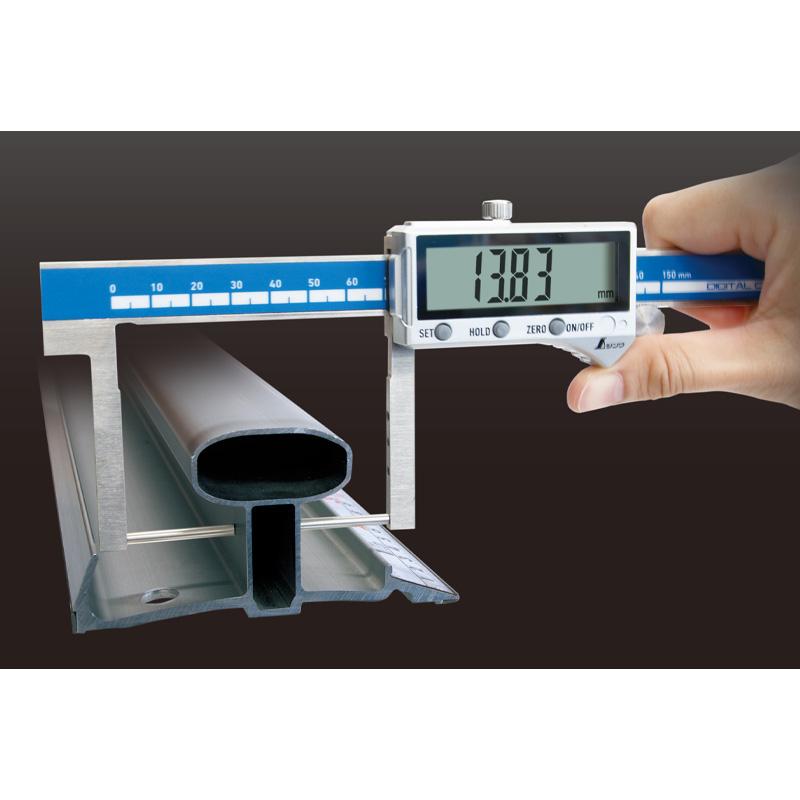 デジタルノギス ネック測定 150mm 防水 防塵 19836 235×87×20mm 188g 内 外溝 外側測定 文字高13mm 測定値固定 デジタル ノギス シンワ測定 シンワ H |  | 01