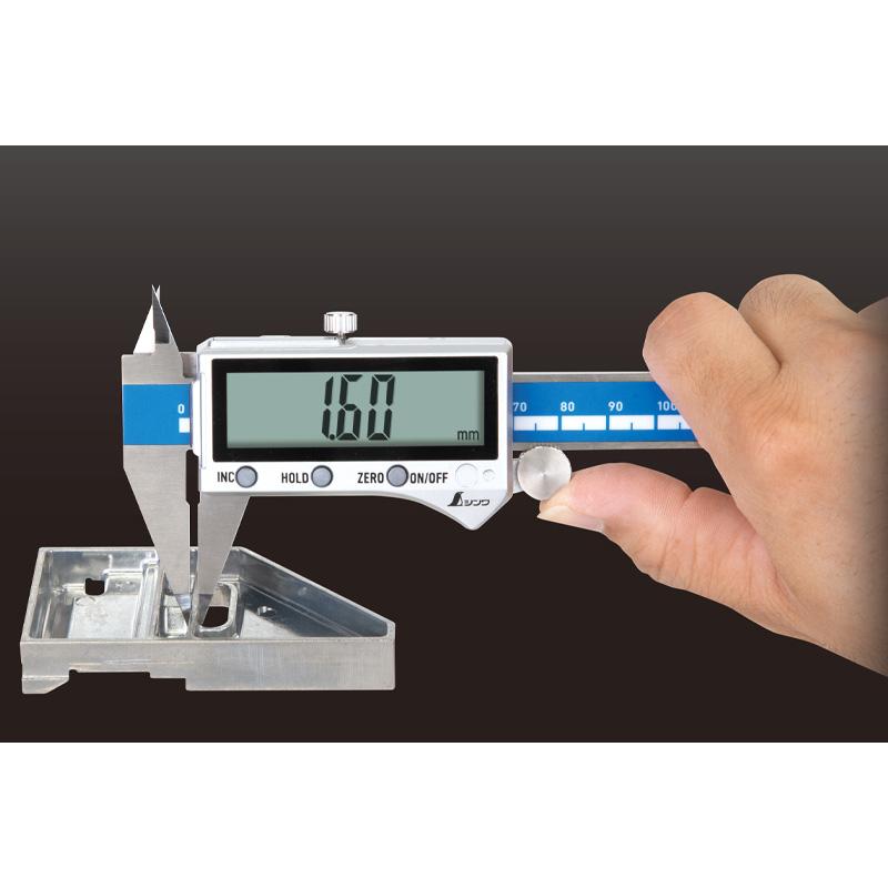 デジタルノギス ポイント測定 150mm 防水 防塵 19839 235×73×20mm 165g 狭い箇所 測定 文字高13mm 測定値固定 デジタル ノギス シンワ測定 シンワ H |  | 01