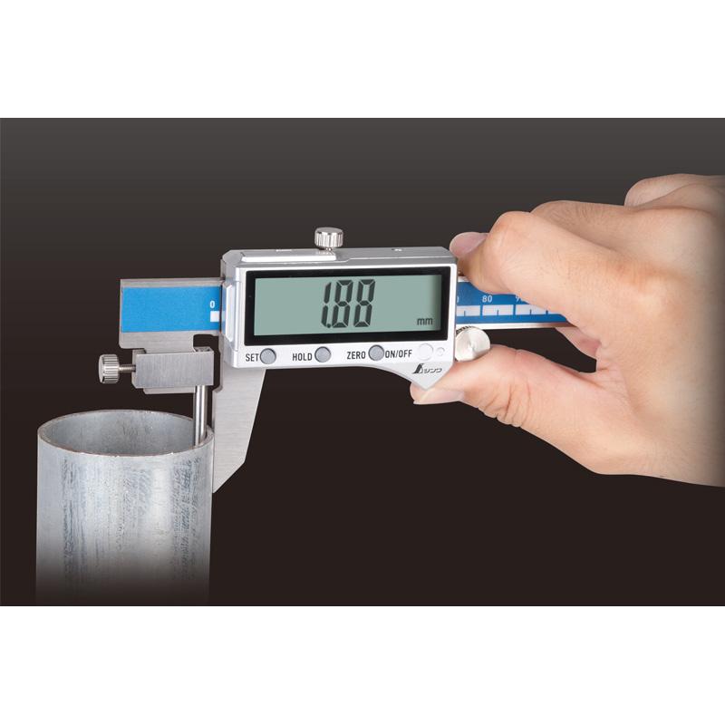 デジタルノギス 管測定 150mm 防水 防塵 19840 255×76×20mm 210g パイプなどの厚さ測定 文字高13mm 測定値固定 デジタル ノギス シンワ測定 シンワ H |  | 01
