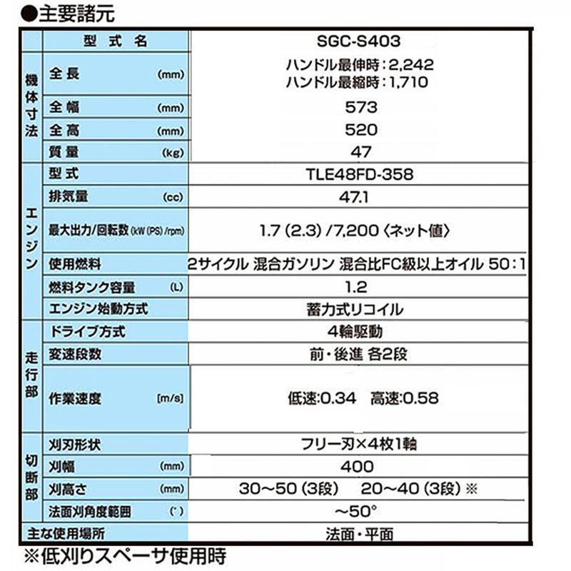 法面草刈機 SGC-S403 スイング式 エンジン回転数切替 騒音 振動 低減 草刈 草地 草 雑草 サイトー 斉藤農機製作所 オK 個人宅配送不可 代引不可 |  | 02
