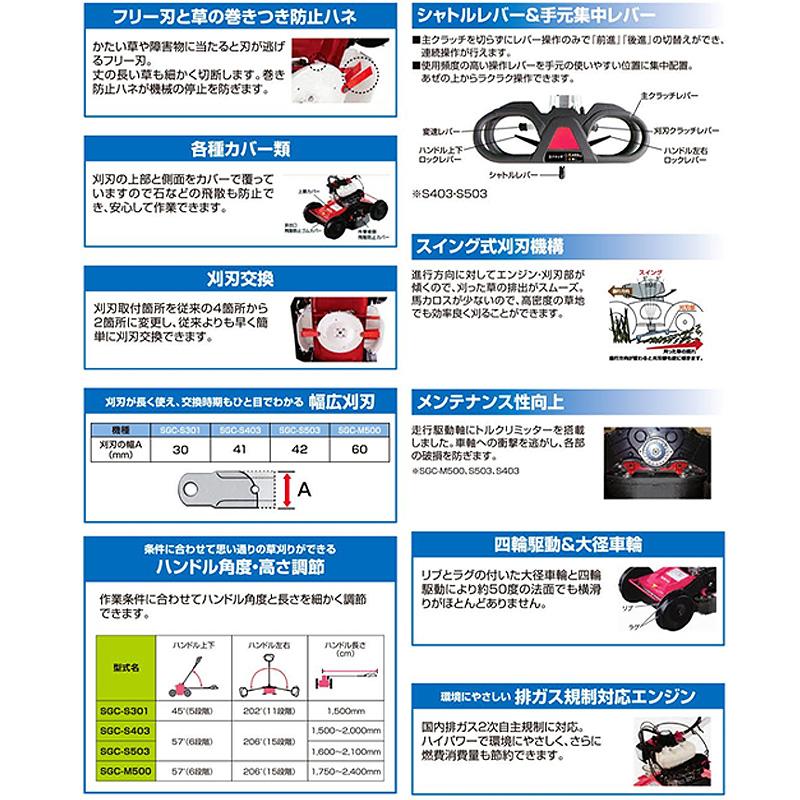 法面草刈機 SGC-S403 スイング式 エンジン回転数切替 騒音 振動 低減 草刈 草地 草 雑草 サイトー 斉藤農機製作所 オK 個人宅配送不可 代引不可 |  | 03