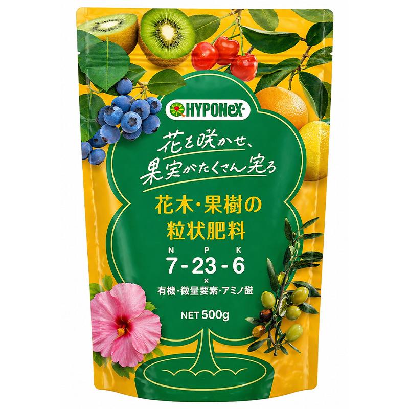 24袋 花木・果樹の粒状肥料 1袋500g 有機 微量要素 アミノ酸 花 果実 果物 肥料 ハイポネックス HYPONeX タS 個人宅配送不可 代引不可 | ハイポネックス