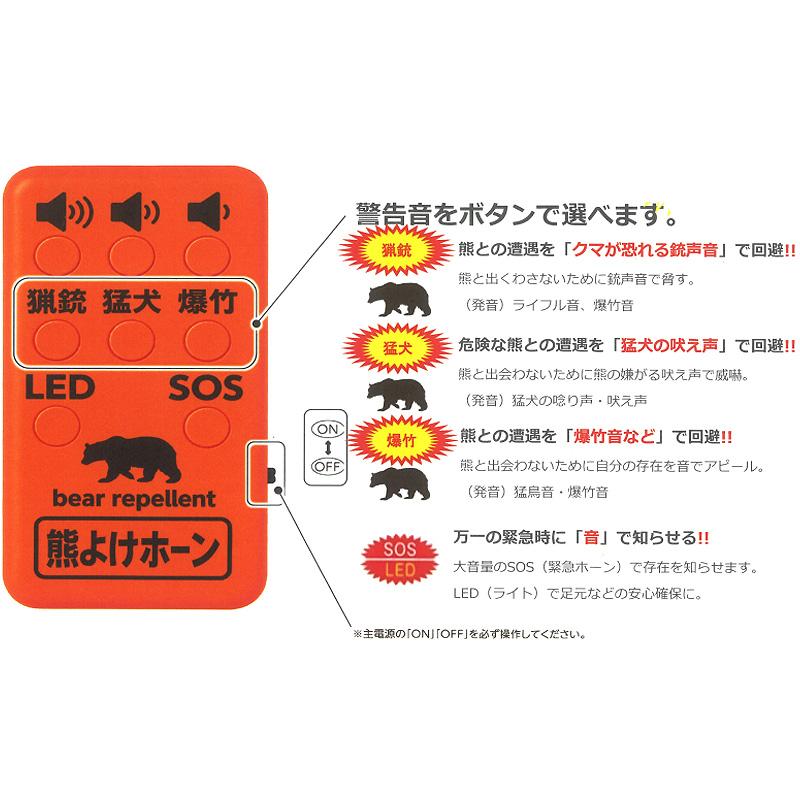 コンパル 熊よけホーン 110dB 縦90×横45×高18.5mm カラビナ付き 猟銃 猛犬 爆竹 LED SOS くま 熊避け クマよけ 防獣 害獣対策 アサノヤ産業 D | アサノヤ産業 | 03
