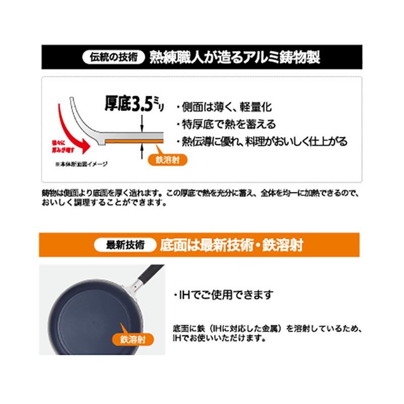 IH アリエス フライパン 24cm IH対応 アルミ テフロン 日本製 ウルシヤマ金属 金TD |  | 03