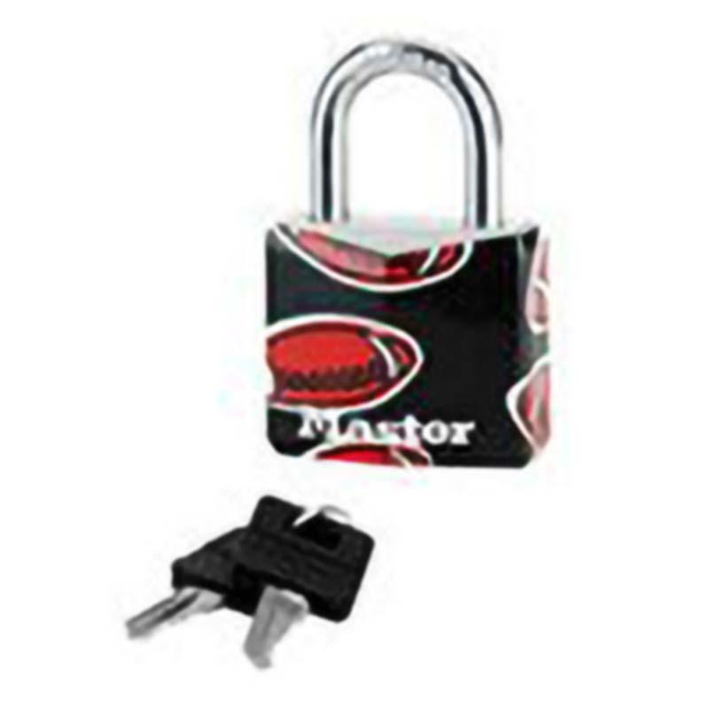 マスターロック 南京錠 シリンダー式 プリントパターン ラグビー 9130EURDPSP-R 南京錠 防犯 Master Lock アMD | 
