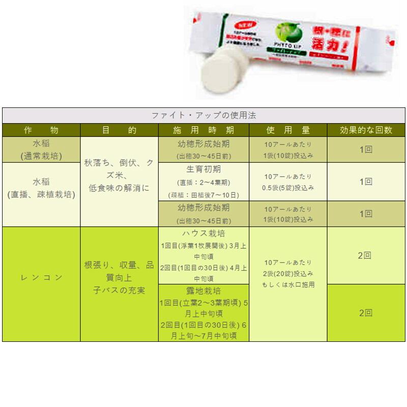 発泡型投げ込み剤 ファイトアップ 水田用 50g×10錠 ファイトクローム 肥料 メチオニン 根張り向上 10アール分 レンコンにも ファイト・アップ 新ク D｜plusys｜09