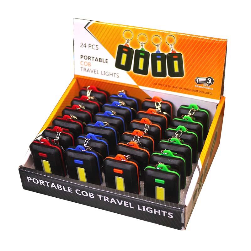 COB LEDライトキーホルダー 24個入 ディスプレー トラベルライト LED ライト 懐中電灯 サーチライト キャンプ アウトドア 防災 防犯 渋Y H | 