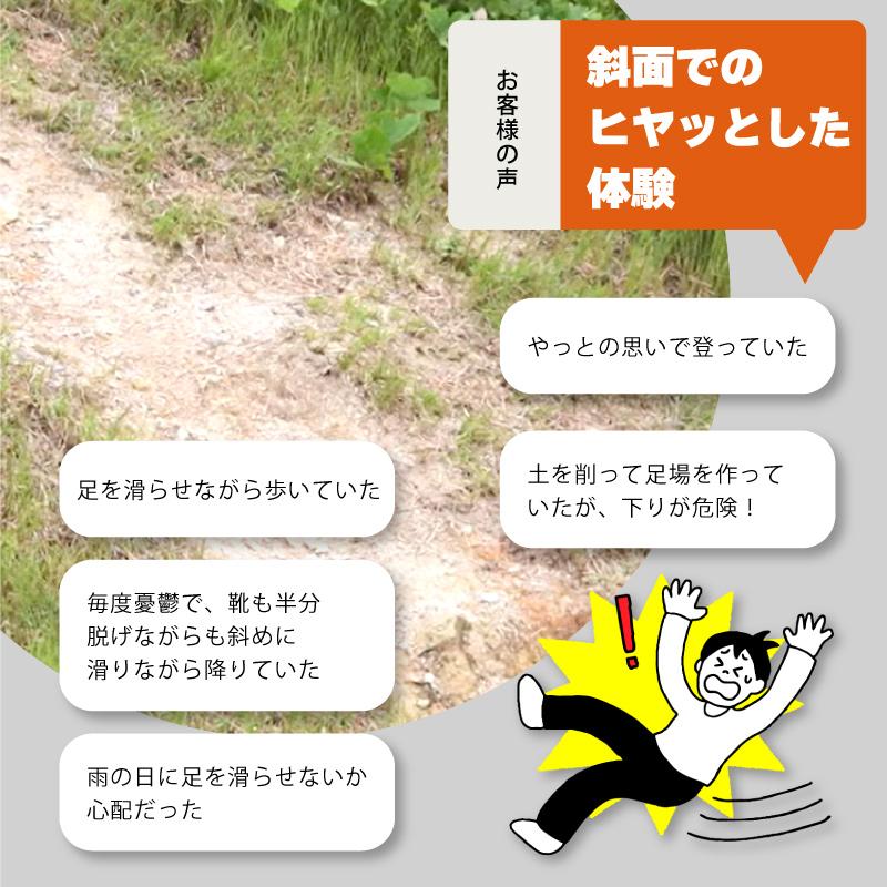 4個 プラ 仮設階段 500mm幅 対応傾斜角度30-45度 杭付 法面ステップ 法面 畦 あぜ 斜面 坂 簡易 設置 階段 プラスチック サンポリ 個人宅配送不可 代引不可 |  | 02