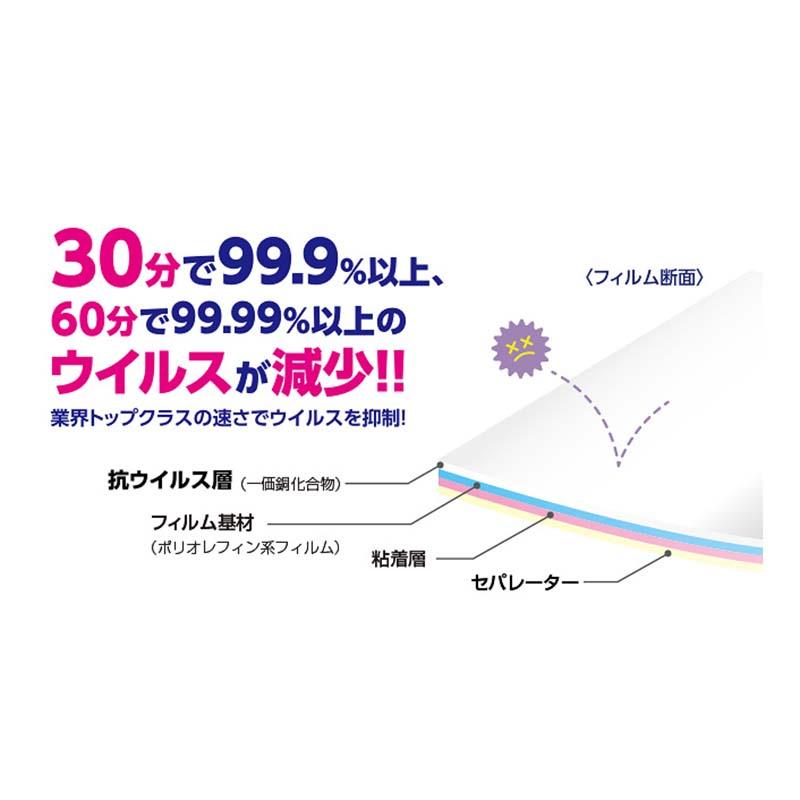 抗ウイルスフィルム 角抜き 12個 5枚入×30セット 半透明 抗ウィルス フィルム 抗菌 日本マタイ 代引不可 |  | 01