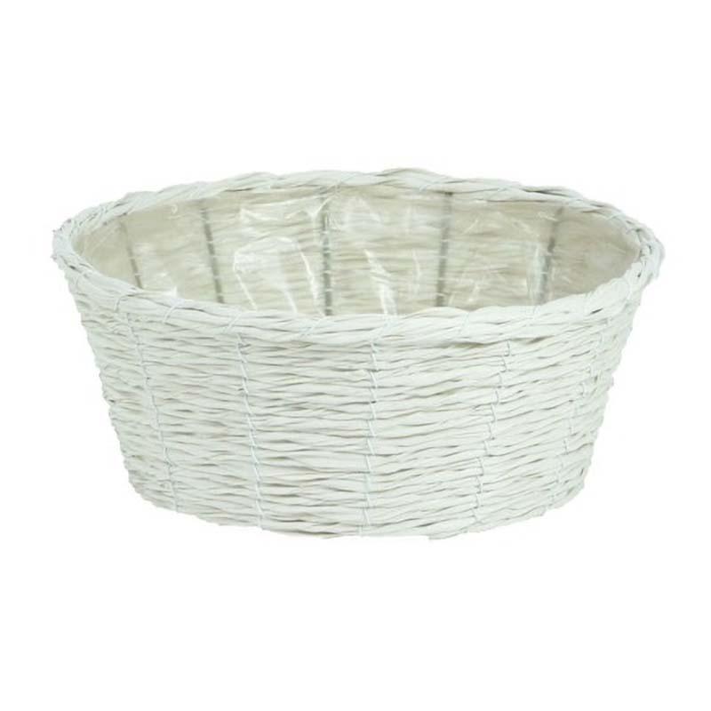 6個 かご バスケット 24-974 直径27×11cm ホワイト 白 フラワーベース カゴ 籠 花材 松K 代引不可 | 