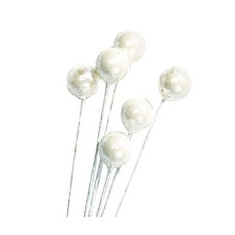 パールピック 中 白 24本入 76-62772-0 フラワーアレンジ ブーケ ピック リース 花材 花資材 松K 代引不可 | 