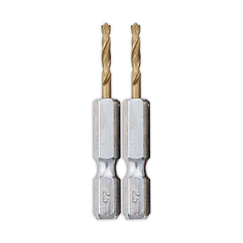 瞬速鉄鋼ドリル ショートタイプ 2本組 2.5mm No.2309225 チタンコーティング ドリル 穴あけ 高芝ギムネ 三冨D | 