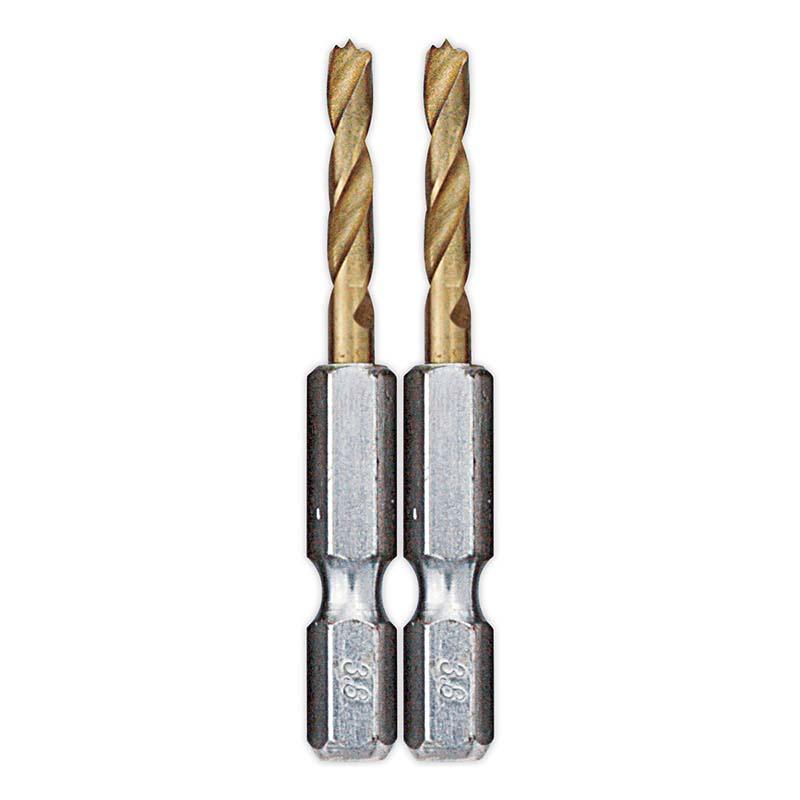 瞬速鉄鋼ドリル ショートタイプ 2本組 3.8mm No.2309238 チタンコーティング ドリル 穴あけ 高芝ギムネ 三冨D | 
